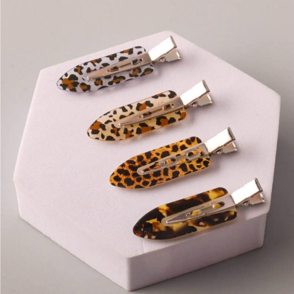 Leopard Print Hair Clips Set